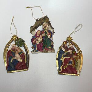 Set of 3 Sculpted Resin Christmas Ornaments Nativity Scene Ornaments Wise Men Ma